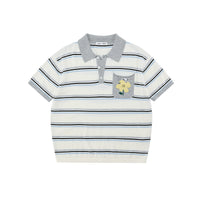 Snoopy Embroidered Striped Knit Polo