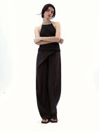 Diagonal Placket Curved Tailored Trousers