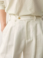 Linen Double Pleated Trousers