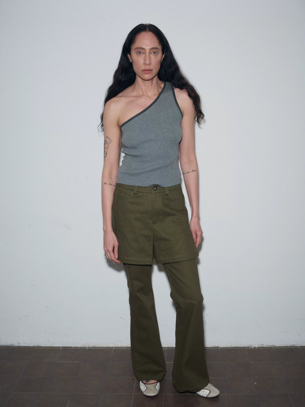 Asymmetrical Ribbed Knit Tank