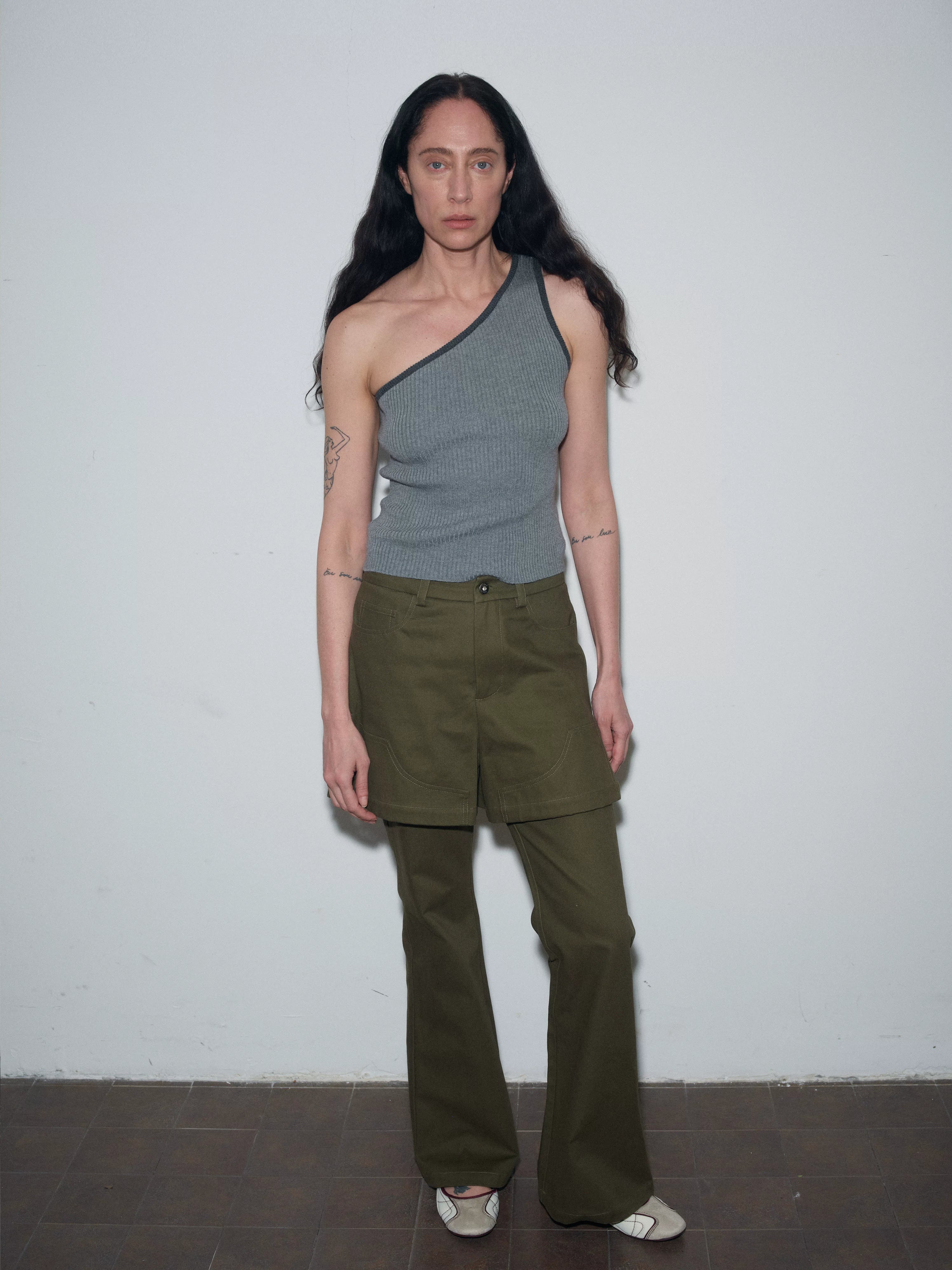 Asymmetrical Ribbed Knit Tank