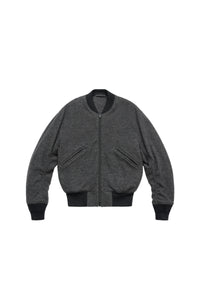 Wool Blend Ribbed Bomber Jacket