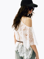 Lace Off-Shoulder Short Sleeve Top