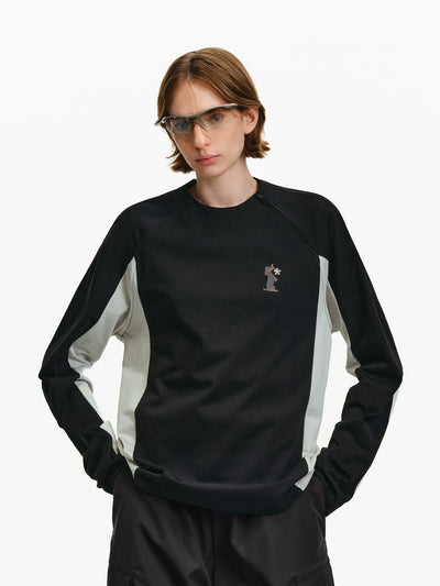 Color-Block Graphic Long-Sleeve Top