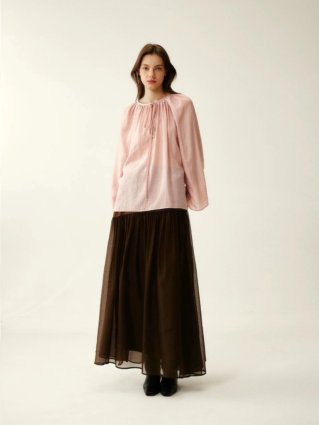 Amber Brown Patchwork Maxi Skirt
