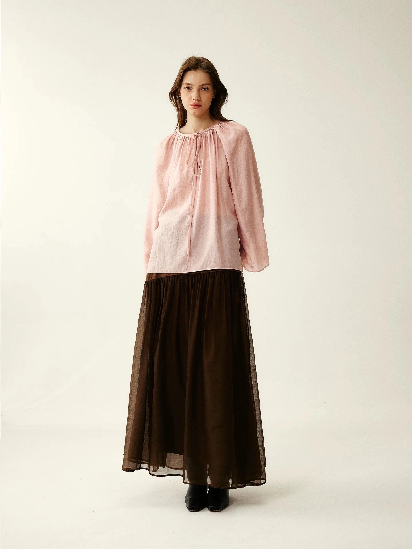 Amber Brown Patchwork Maxi Skirt
