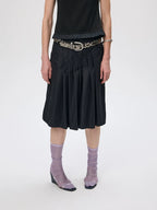Coated Lightweight Pleated Midi Skirt