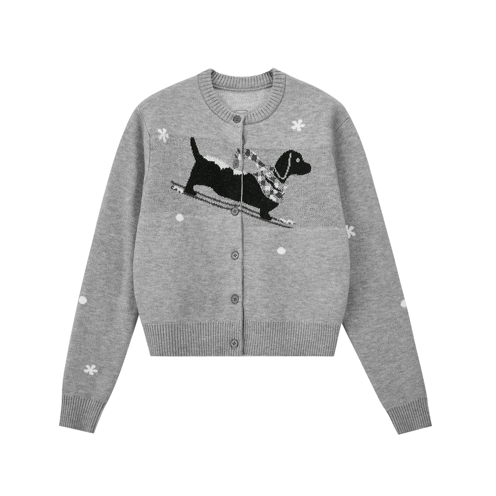 Intarsia Puppy Knit Cardigan