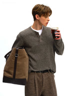 Wool Blend Henley Knit Sweater