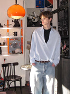 Oversized V-Neck Poplin Shirt