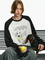 Puppy Graphic Raglan Long-Sleeve Tee
