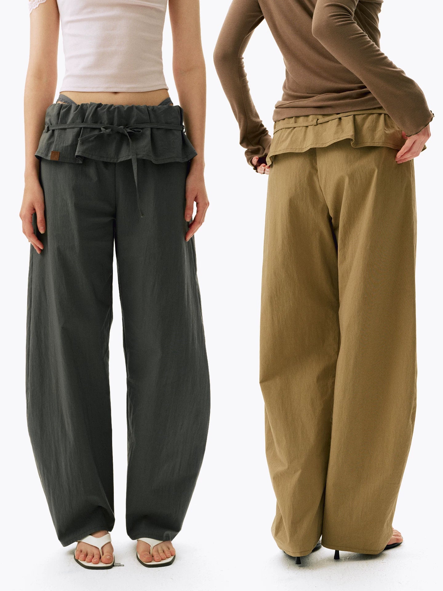Tie-Waist Wide-Leg Trousers