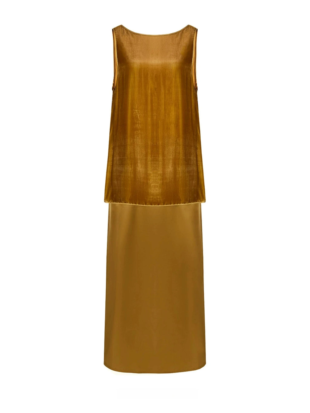 Sunset Gold Velvet Two-Piece Maxi Dress