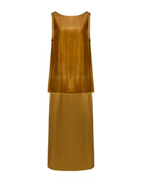 Sunset Gold Velvet Two-Piece Maxi Dress
