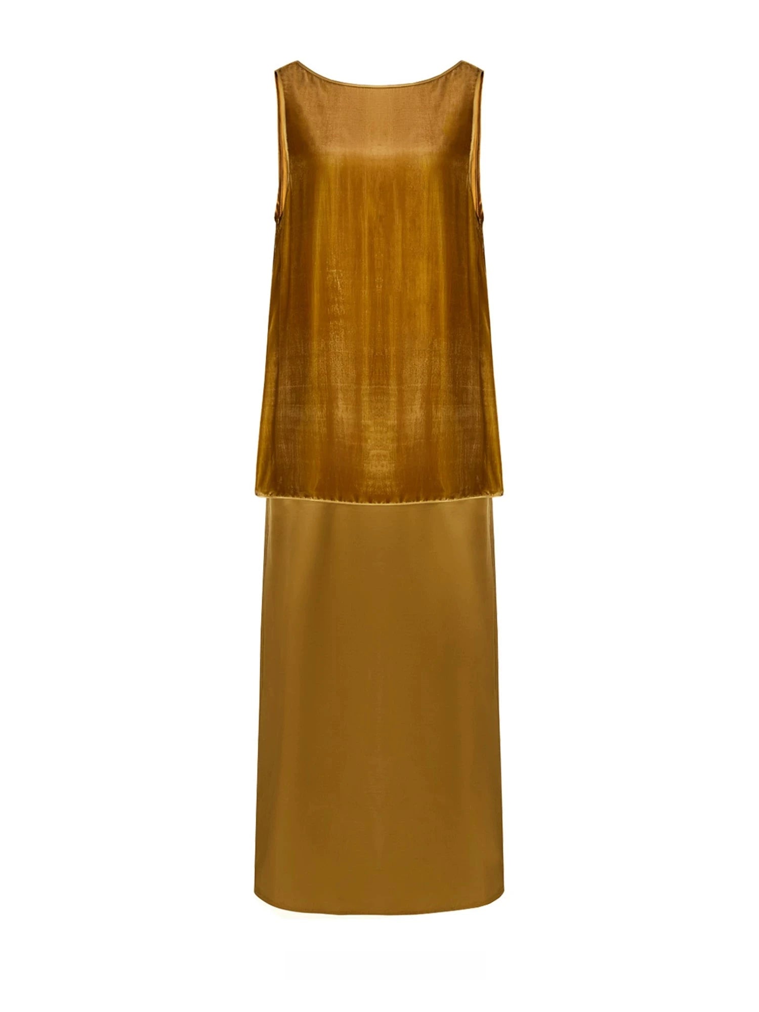 Sunset Gold Velvet Two-Piece Maxi Dress