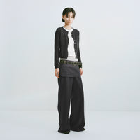 Cropped Wool Button-Down Cardigan