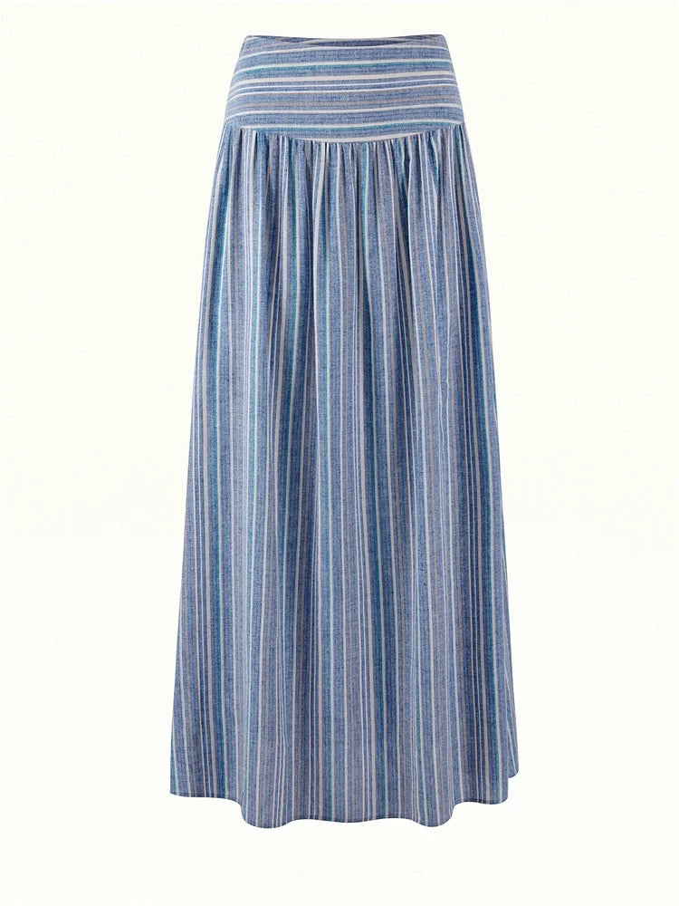Striped Halter Top With Wooden Bead Detail