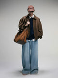 Oversized Wool Blend Harrington Jacket