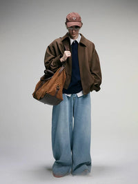 Oversized Wool Blend Harrington Jacket