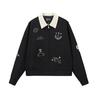 Embroidered Puppy Motif Harrington Jacket
