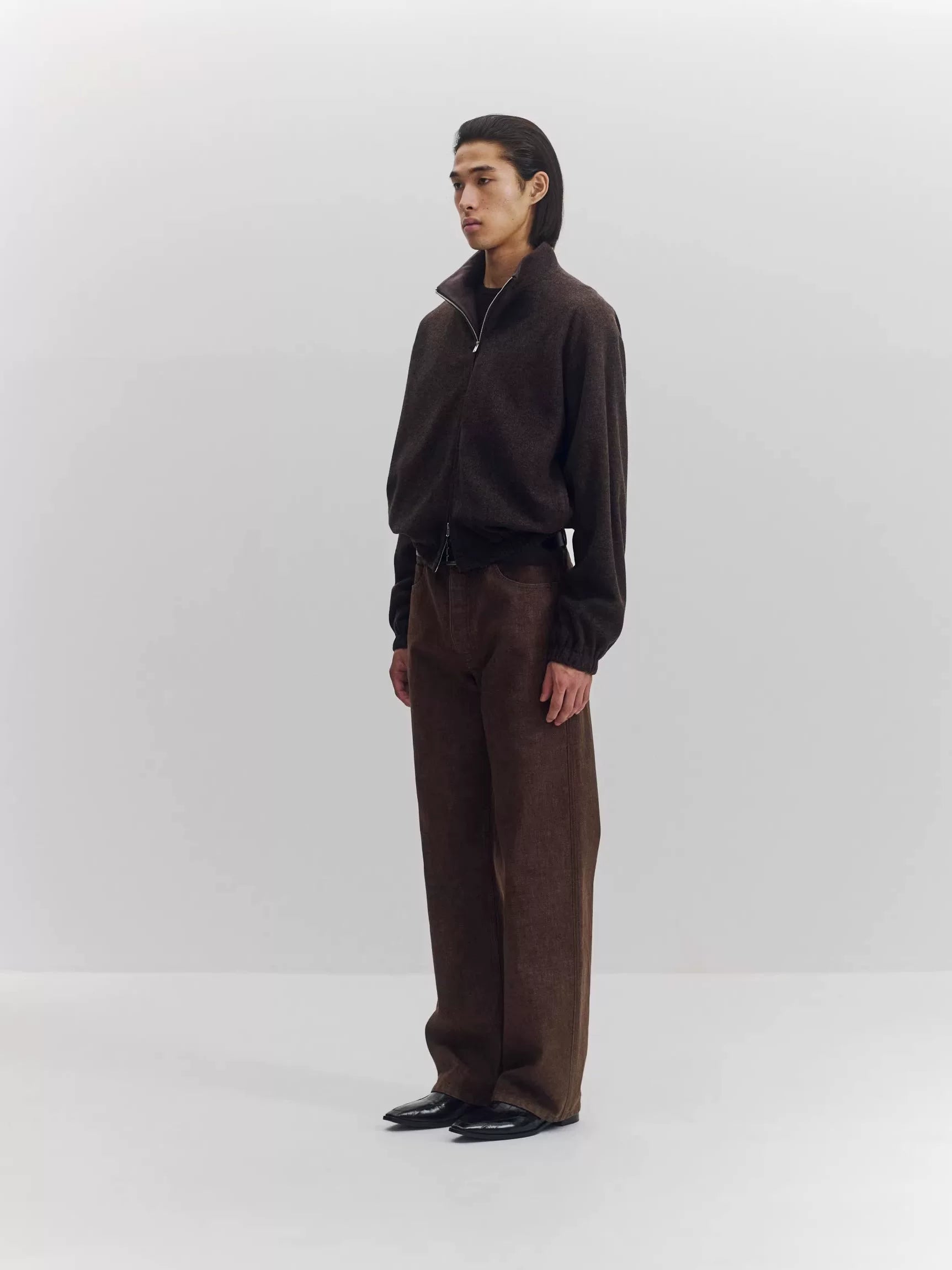 Wool Blend Zip-Up Jacket