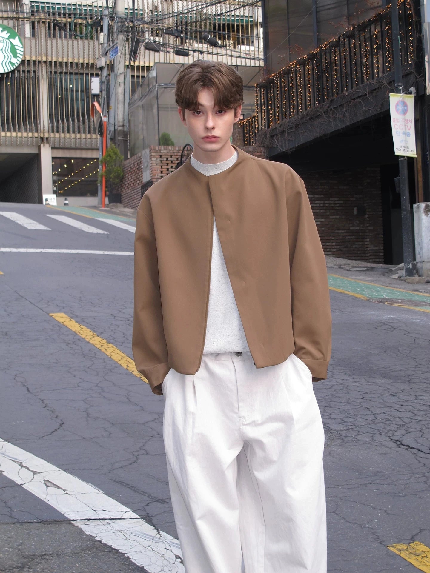 Minimalist Stand Collar Zip Jacket