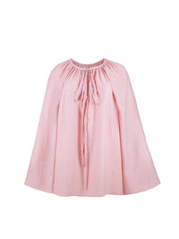 Smoky Pink Pleated Tie-Neck Blouse