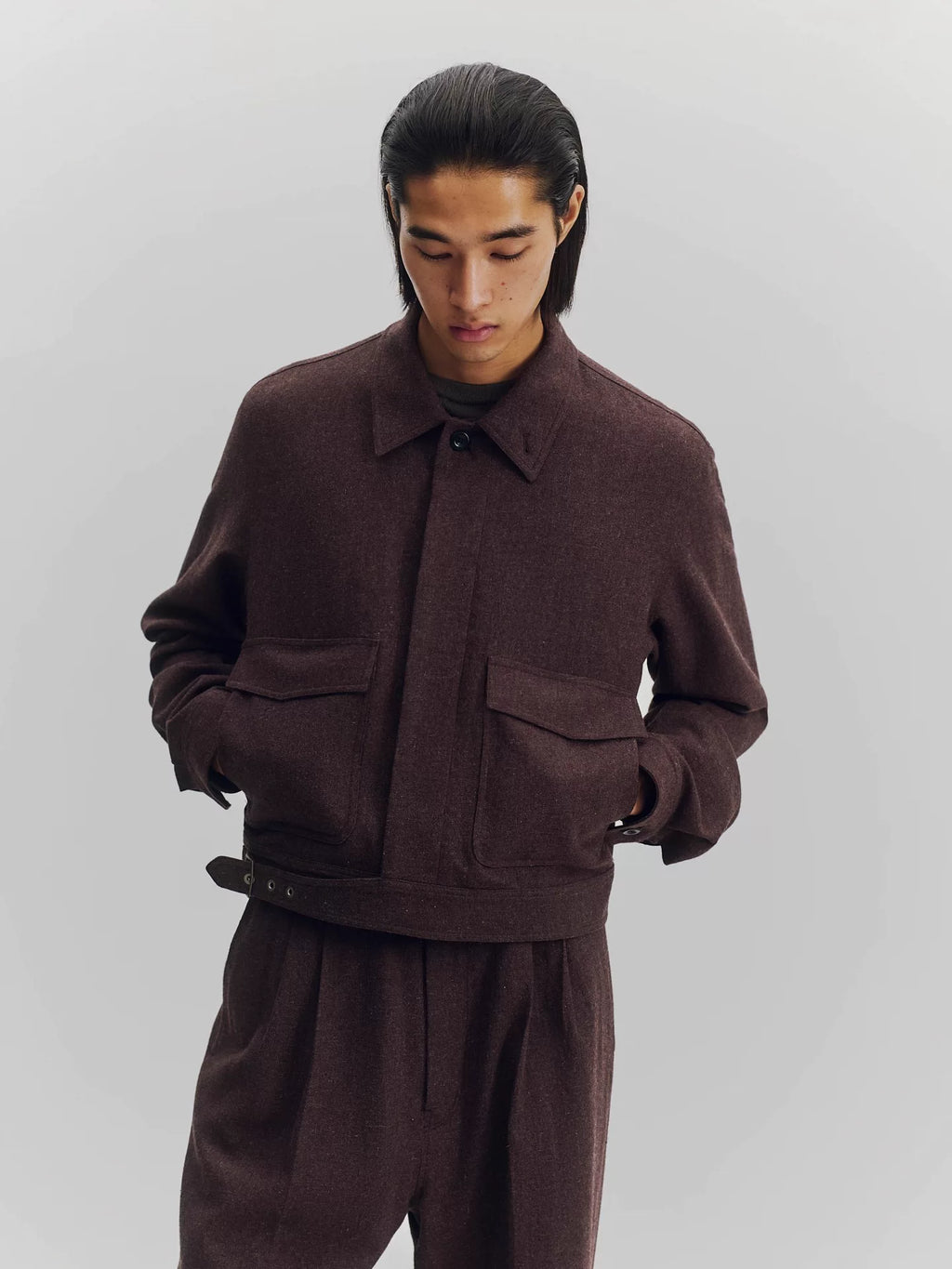 Wool Blend Cropped Field Jacket