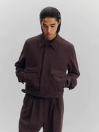 Wool Blend Cropped Field Jacket