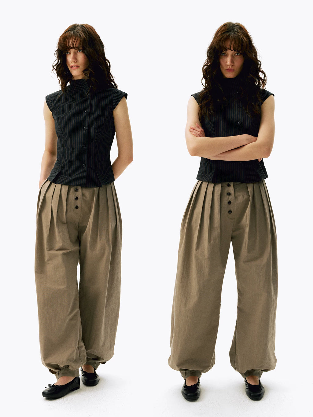 Tailored Sleeveless Stand-Collar Shirt