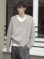 Oversized V-Neck Knit Sweater