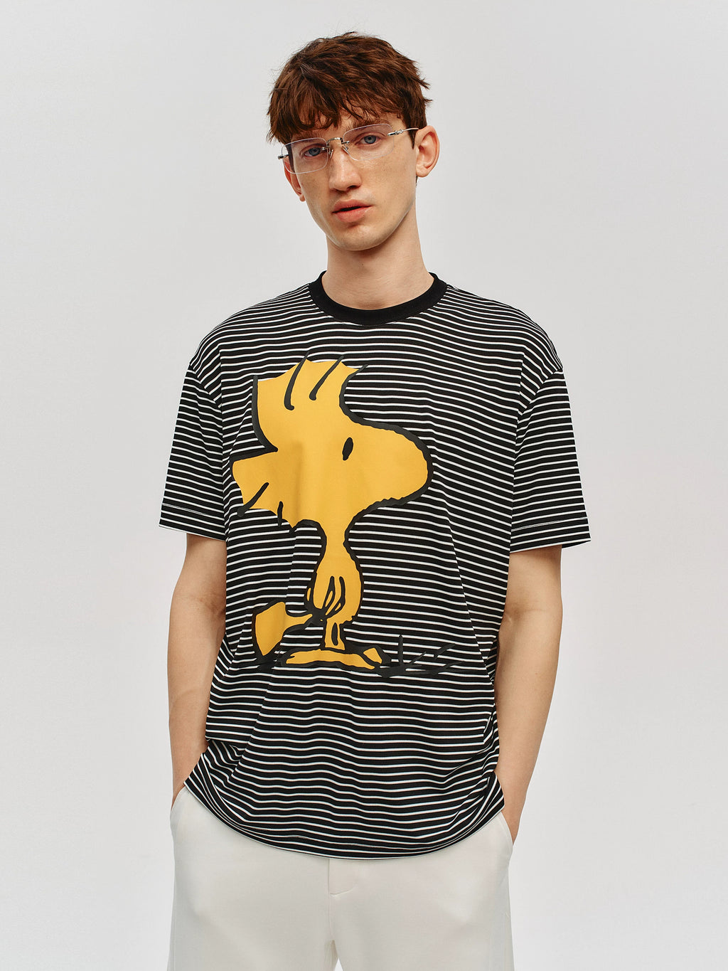 Peanuts Graphic Striped Cotton T-Shirt