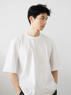 Mercerized Cotton Oversized Crew Neck T-Shirt