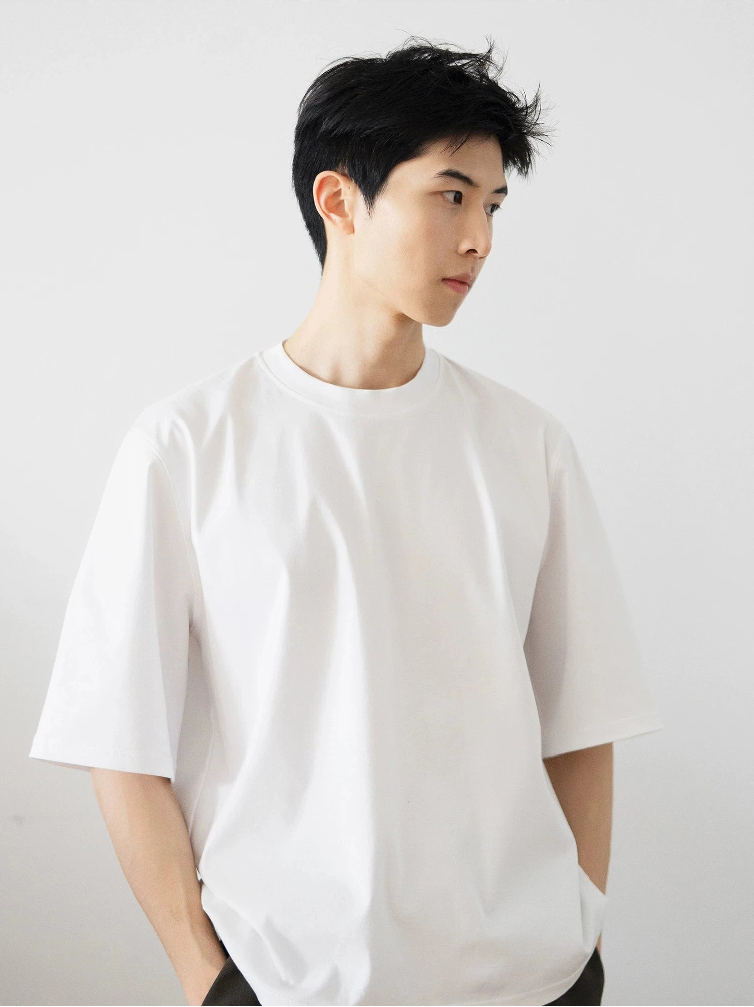 Mercerized Cotton Oversized Crew Neck T-Shirt