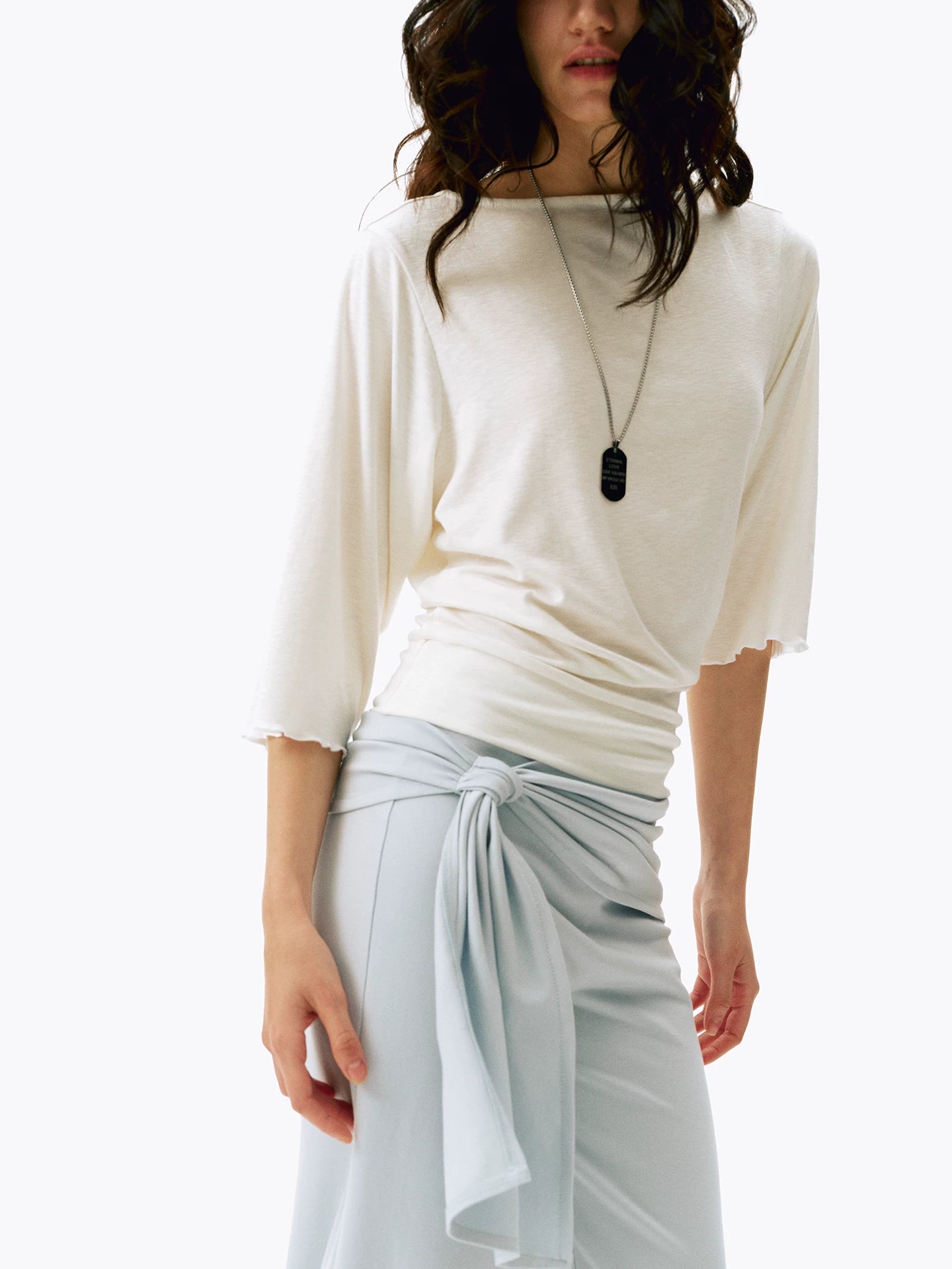 Three-Quarter Sleeve Boat Neck Tee