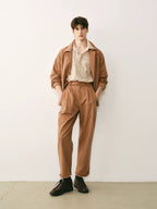Enzyme Washed Pleated Cropped Trousers