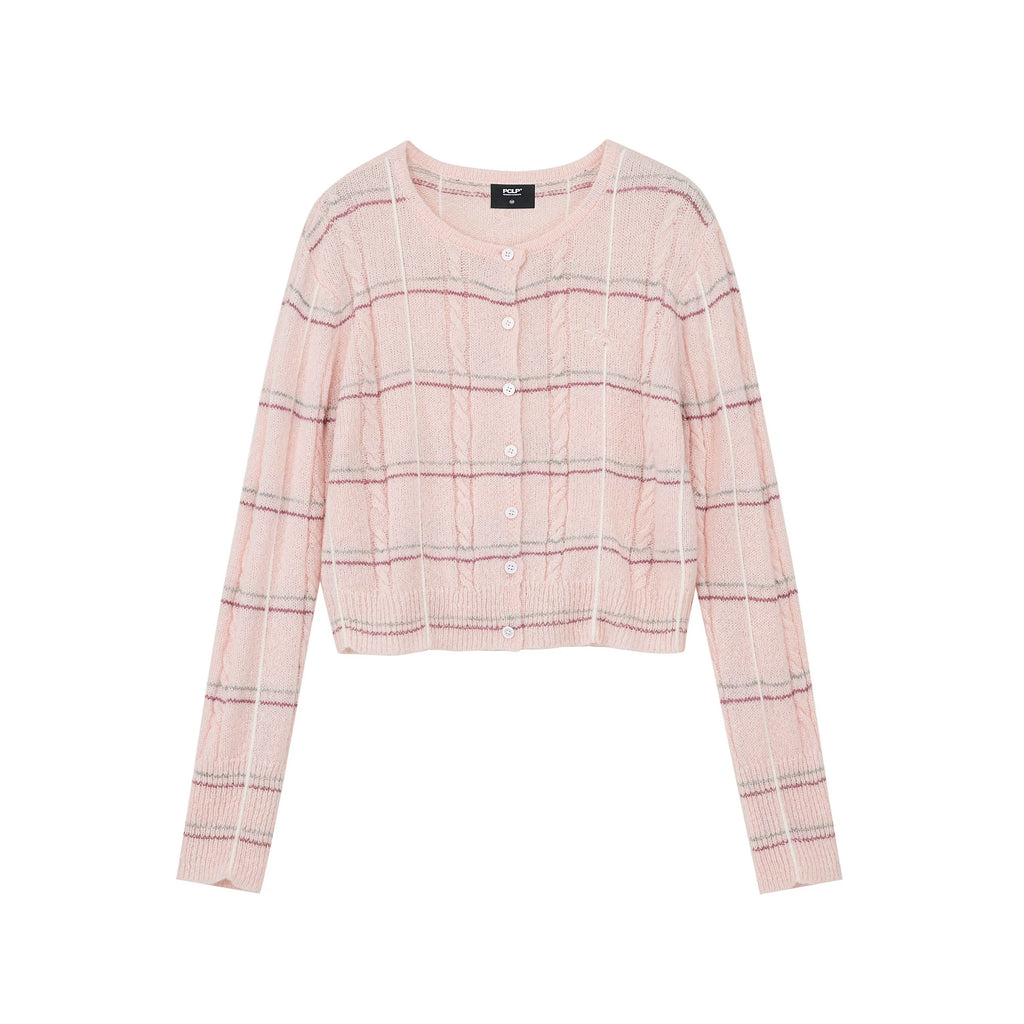 Mohair Wool Striped Knit Cardigan