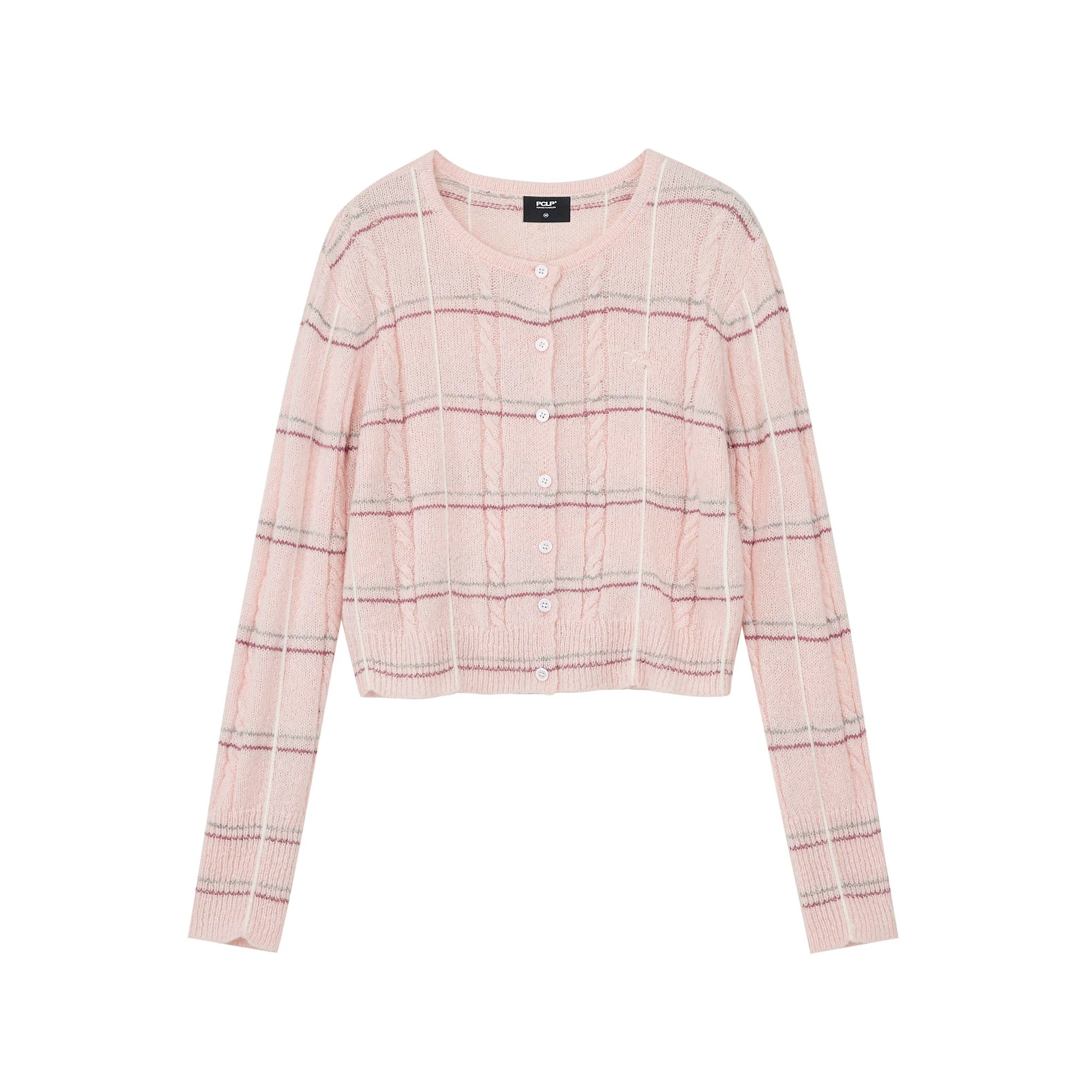 Mohair Wool Striped Knit Cardigan
