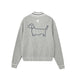 Embroidered Puppy Zip-Up Knit Cardigan