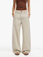 High-Waisted Wide-Leg Cotton Trousers