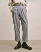 Pleated Corduroy Tapered Trousers