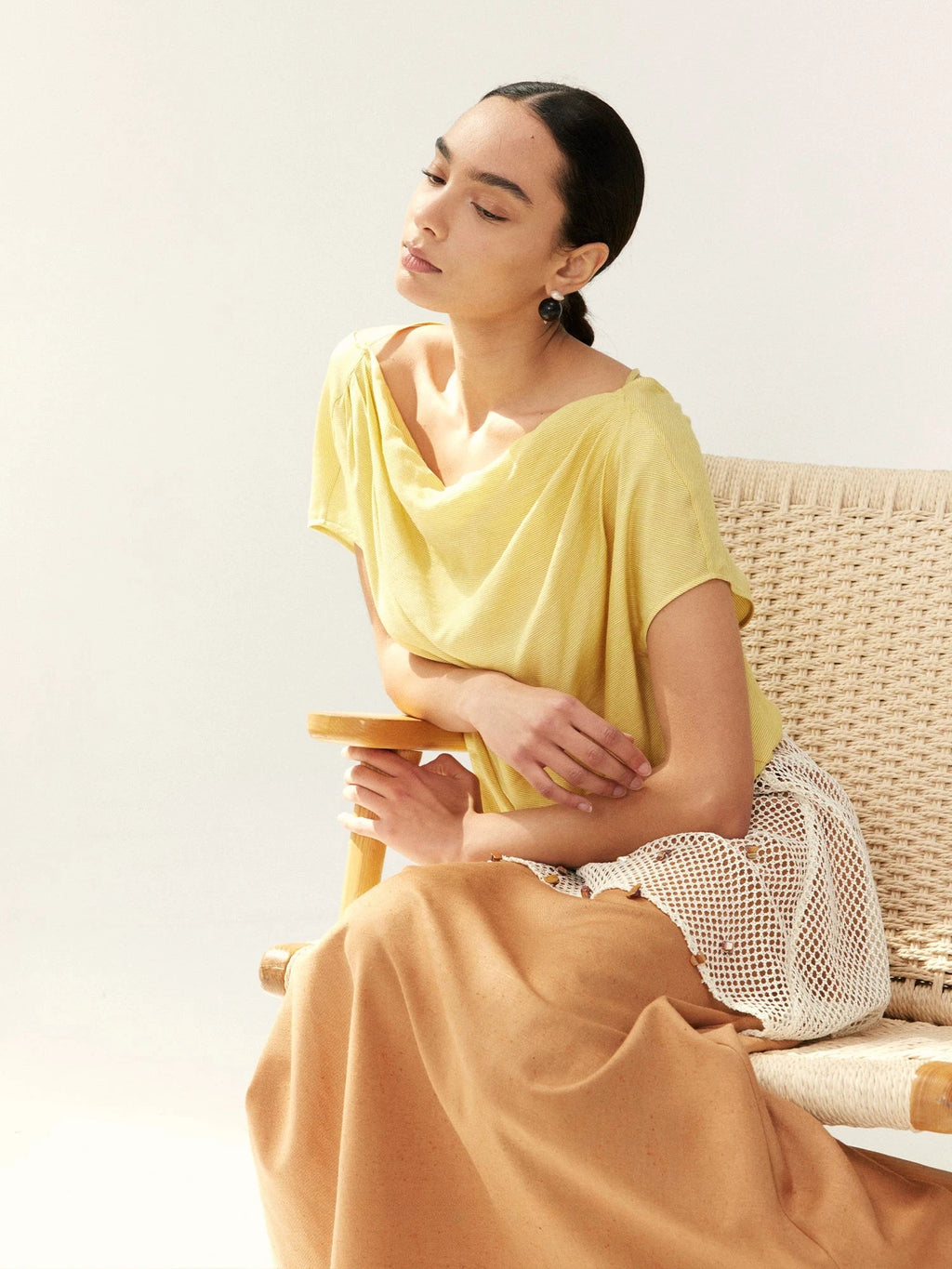 Draped Boat Neck Jersey Top