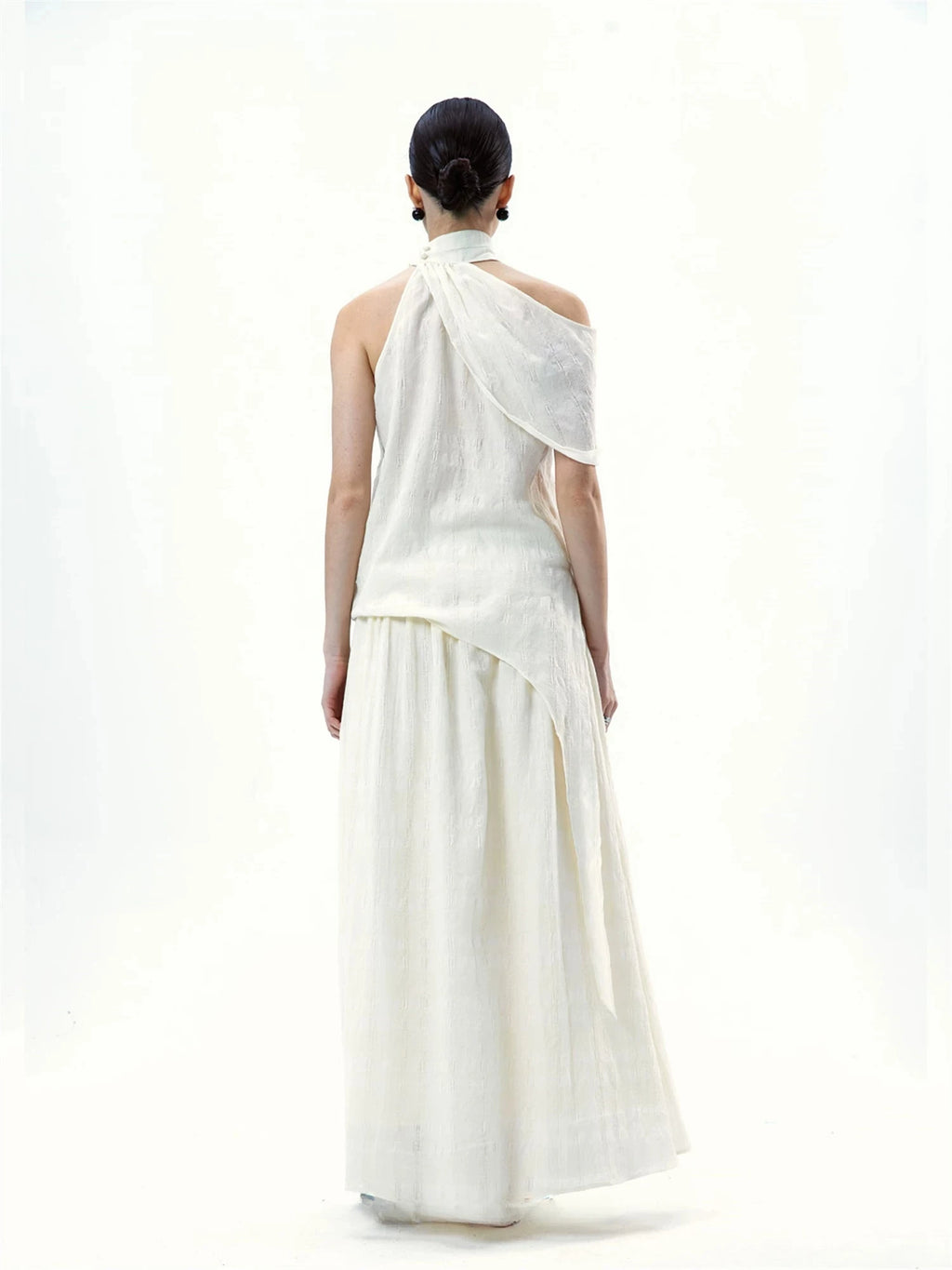 Asymmetrical Twist Neck Maxi Dress