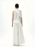 Asymmetrical Twist Neck Maxi Dress