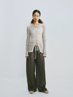 Tencel Acetate Drawstring Wide-Leg Trousers