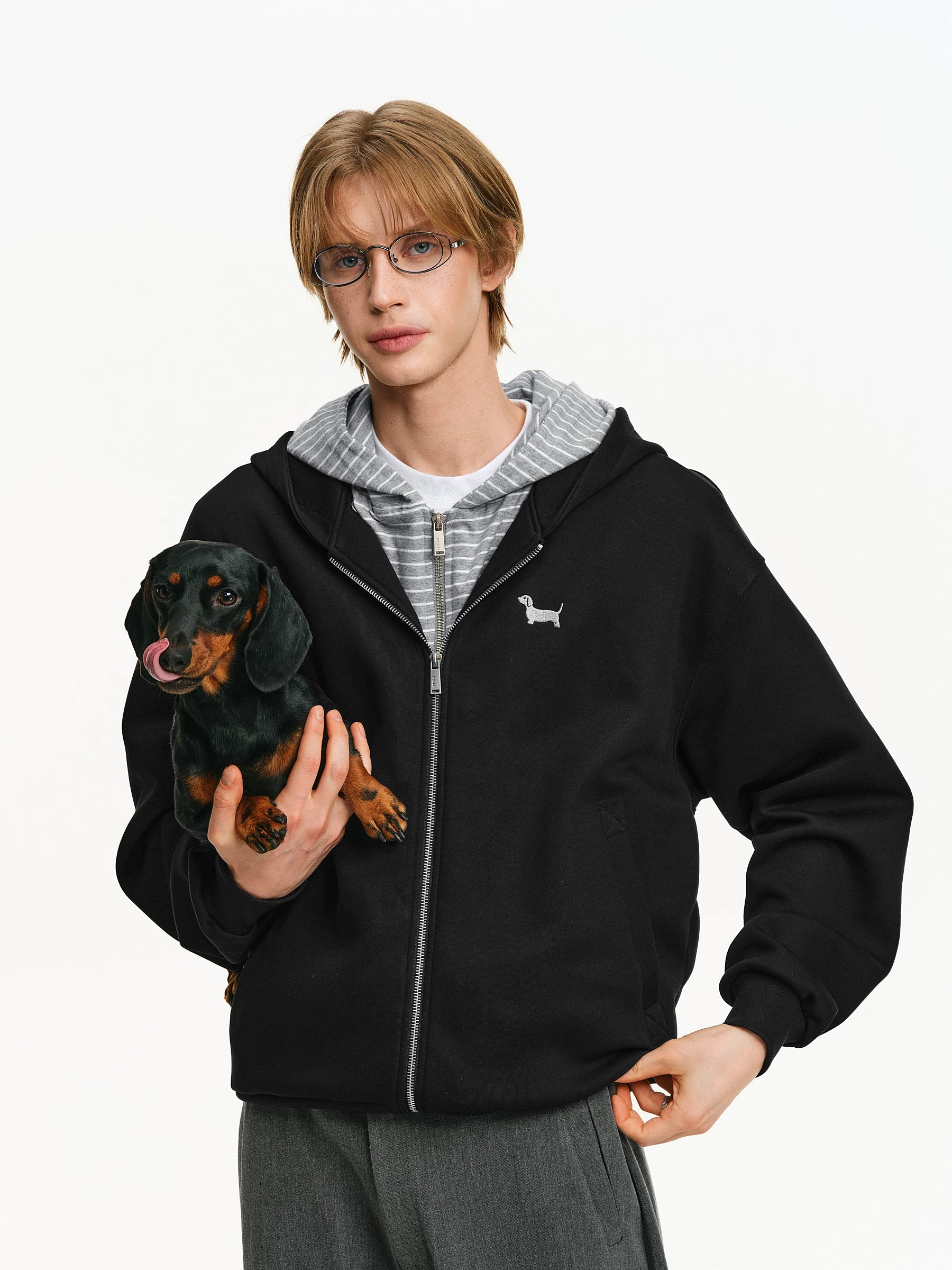 Detachable Layered Zip-Up Hoodie