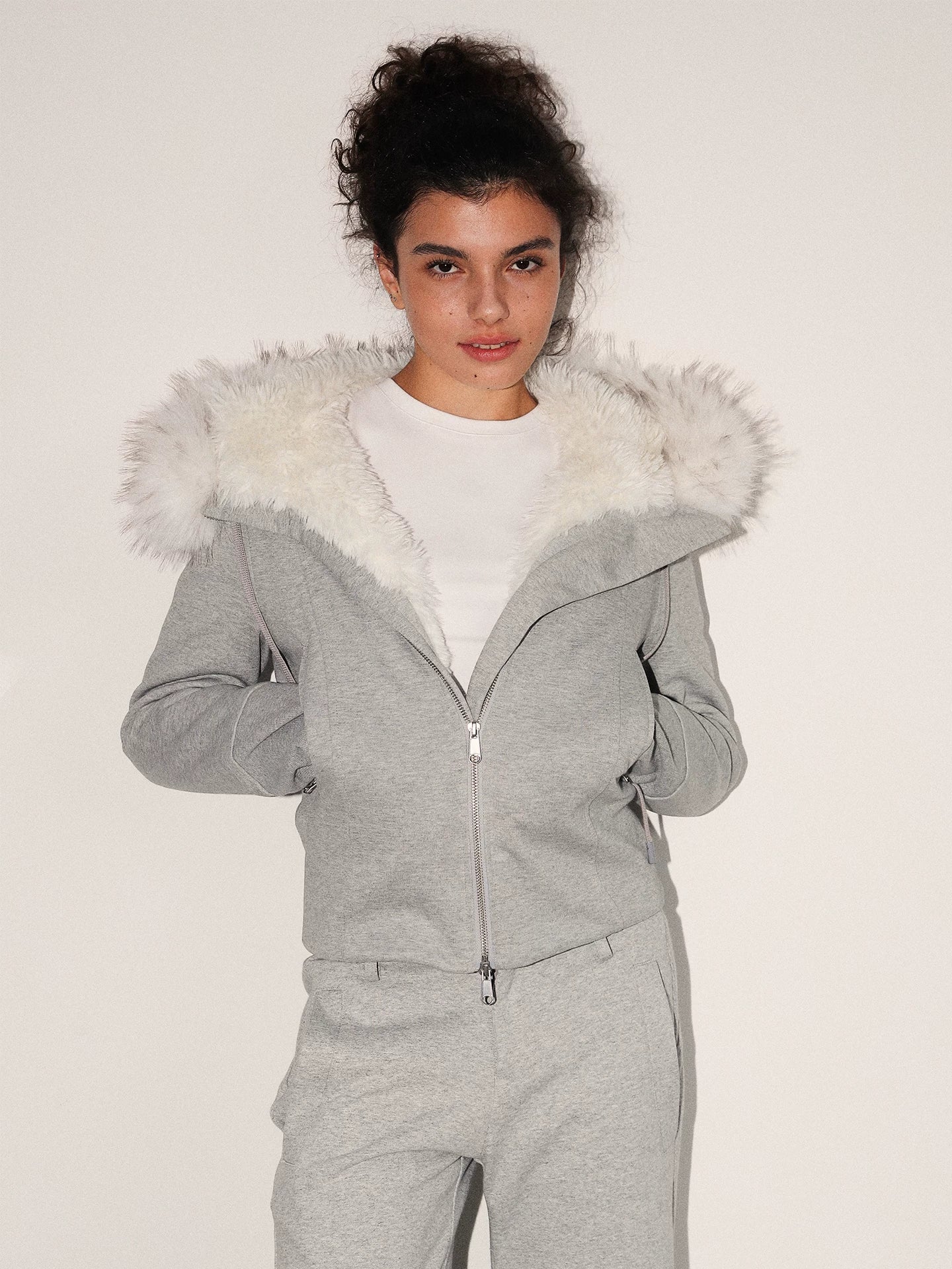 Faux Fur Trimmed Hooded Jacket