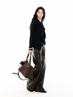 Draped Tencel Sculptural Long-Sleeve Top