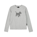 Embroidered Plaid Dog Crew Neck Top