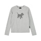 Embroidered Plaid Dog Crew Neck Top